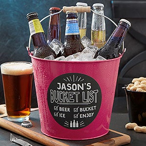 Bucket List Personalized Pink Metal Beer Bucket - 19576-P