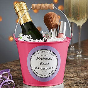 Wedding Party Favor Personalized Mini Metal Bucket - Pink - 19578-P