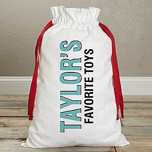 Bold Type Personalized Canvas Drawstring Kids Toy Bag - 19583