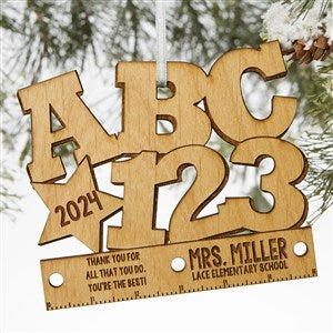 ABC  123 Personalized Teacher Natural Wood Ornament - 19590