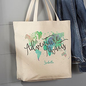 Adventure Awaits Personalized Canvas Tote Bag - Large - 19659