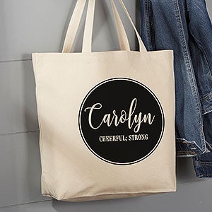 Name Meaning Personalized Canvas Tote Bag - Large - 19663