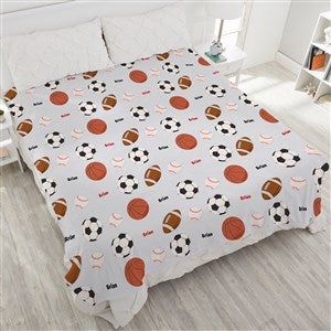 All About Sports Personalized 90x90 Plush Queen Fleece Blanket - 19681-QU