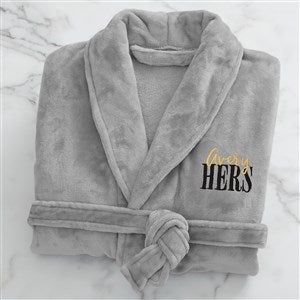 His or Hers Embroidered Luxury Fleece Robe - Grey - 19758-G