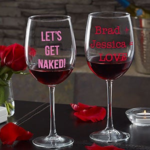 Personalized Valentines Day Red Wine Glass - 19784-RN