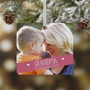 Grandparents Established Personalized Square Photo Ornament- 2.75 Metal - 1 Sid - 19831-1M