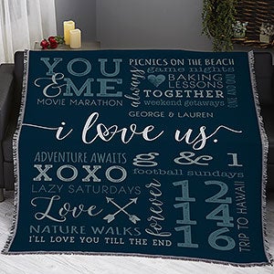 I Love Us Personalized 50x60 Woven Blanket - 19969-A