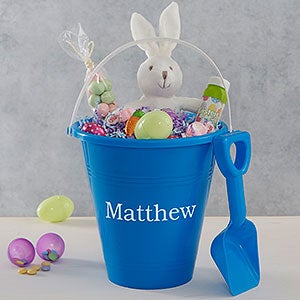 Personalized Easter Bucket Blue Sand Pail  Shovel - 19974-B