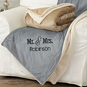 Mr  Mrs 50x60 Embroidered Sherpa Blanket - 20070-S