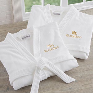 Mr. & outlets Mrs Embroidered White Velour Robes, Gifts for Her, Gifts for Him, Personalized Gift, Gifts for Couples