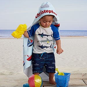 Water World Personalized Baby Hooded Beach  Pool Towel - 20117
