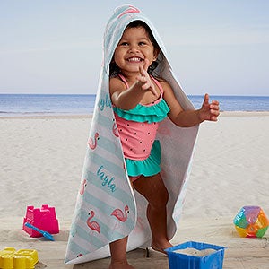 Flamingo Personalized Baby Hooded Beach  Pool Towel - 20118