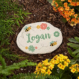 Grandmas Bee Happy Garden Personalized Round Garden Stone - 4.25 x 6 - 20169-S