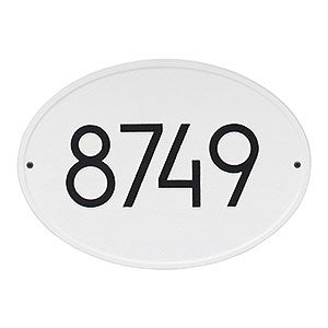 Hawthorne Personalized Modern Address Plaque - White  Black - 20259D-WH