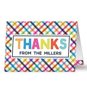 Colorful Plaid Thank You Greeting Card - 20425