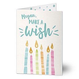 Watercolor Candles Personalized Birthday Greeting Card - 20432