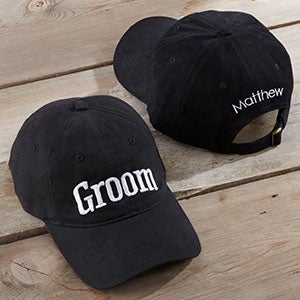 Custom Embroidered Wedding Baseball Hat - Black - 20446-B