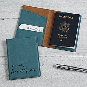 Stylish Name Personalized Teal Passport Holder - 20485-T