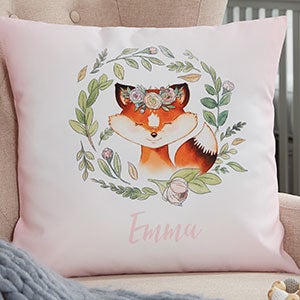 Woodland Floral Fox Personalized 18 Throw Pillow - 20567-LF