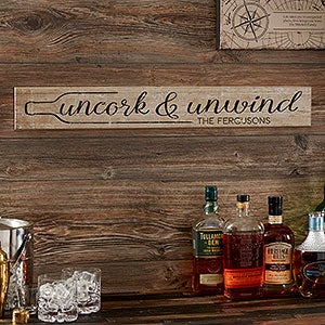 Uncork & Unwind Personalized Wooden Sign - 29x4 - 20643