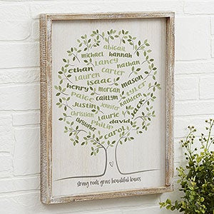 Family Tree Of Life Personalized Whitewashed Barnwood Frame Wall Art- 14 x 18 - 20681-14x18