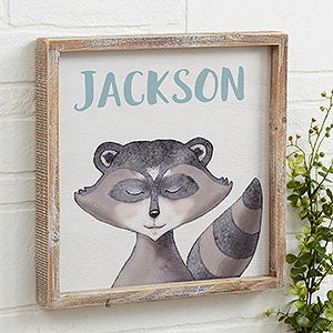 Woodland Raccoon Personalized Barnwood Frame Wall Art- 12 x 12 - 20688-R-12x12