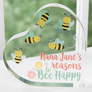 Bee Happy Grandma Personalized Colored Heart Keepsake - 20937