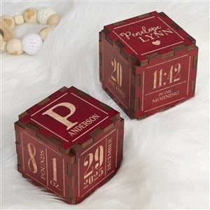 New Baby Personalized Red Alder Wood Keepsake Block - 20950-R