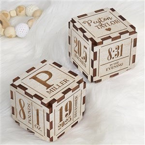 New Baby Personalized Whitewashed Wood Keepsake Block - 20950-W