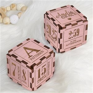 New Baby Personalized Pink Stain Wood Keepsake Block - 20950-P