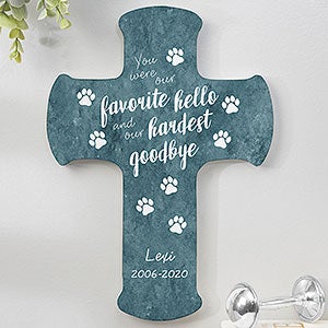 Paw Prints On My Heart Personalized Wall Cross-8x12 - 20956-L