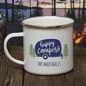 Personalized Campfire Mug 12oz Enamel Camping Coffee Mugs Outdoor Camp  Style Mountain Travel Happy Camper Tin Coffee Cup Gift