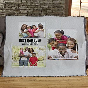 Three Photo Collage Personalized 56x60 Woven Throw For Him - 21053-A