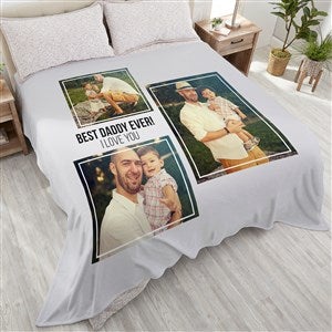 Three Photo Collage Personalized 90x108 Plush King Fleece Blanket For Him - 21053-K