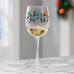 Lets Get Lit Personalized Christmas White Wine Glass - 21161-W