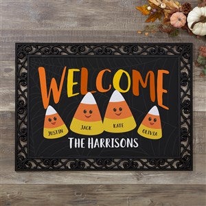 Candy Corn Family 18x27 Personalized Halloween Doormat - 21172