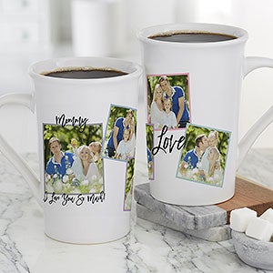 Love Photo Collage Personalized Latte Mug For Her 16 oz.- White - 21278-U