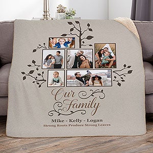 Photo Family Tree Personalized 60x80 Sherpa Blanket - 21288-SL