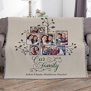 Photo Family Tree Woven Throw Blanket - 21288-A