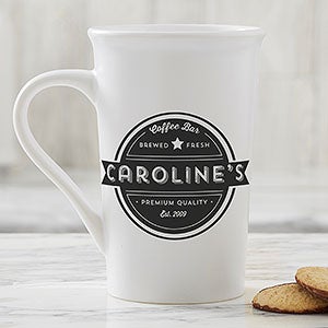 Coffee House Personalized Latte Mug 16 oz.- White - 21292-U