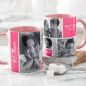 Family Love For Her Photo Collage Personalized Coffee Mug 11 oz.- Pink - 21371-P
