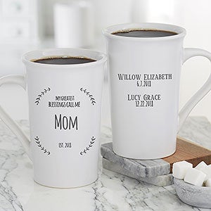 My Greatest Blessings Call Me Personalized Latte Mug For Her 16 oz.- White - 21377-U