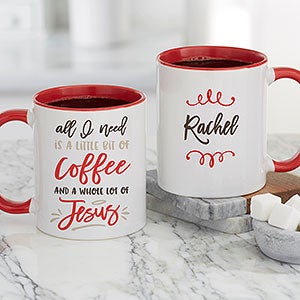 A Little Bit of Coffee and a Lot of Jesus Personalized Coffee Mug 11 oz.- Red - 21392-R