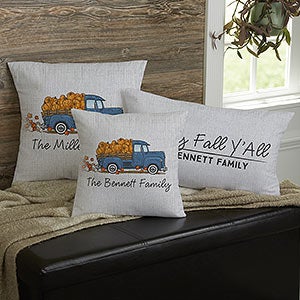 Fall pillow cover with Embroidered Truck, Farmhouse pillows