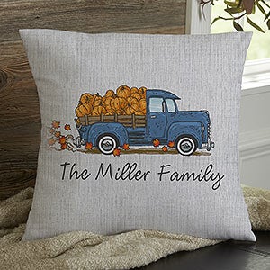 Classic Fall Vintage Truck 18-inch Velvet Throw Pillow Personalized - 21438-LV
