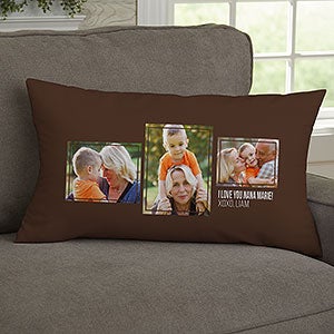 For Her 3 Photo Collage Personalized Lumbar Velvet Throw Pillow - 21454-LBV