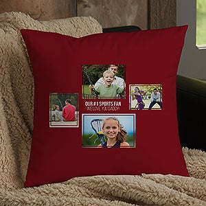 For Him 4 Photo Collage Personalized 14 Velvet Throw Pillow - 21461-SV