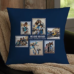 6 Photo Collage For Him Personalized 18-inch Velvet Pillow - 21463-LC