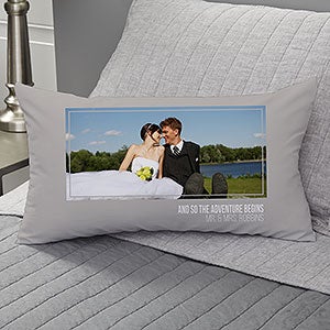 Wedding Photo Personalized Lumbar Velvet Throw Pillow - 21464-LBV