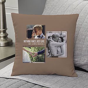 Wedding 3 Photo Collage Personalized 14 Throw Pillow - 21466-S